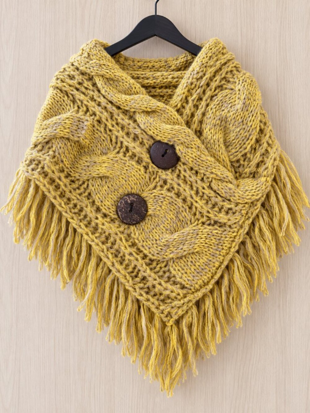 Lemon Yellow NWT Heathered Shoulder Warmer/Shawl with Coco Buttons